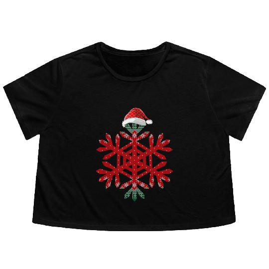 Christmas Buffalo Plaid Snowflakes Santa hat Flowy Cropped Tees