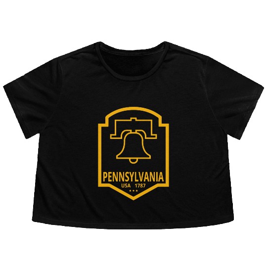 Vintage Pennsylvania Emblem with Liberty Bell Flowy Cropped Tees