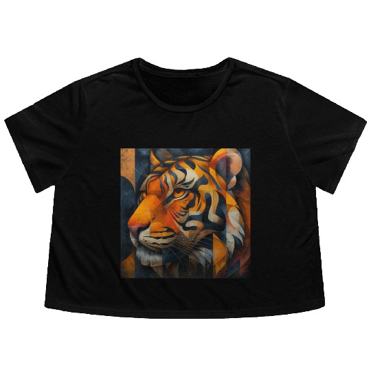 Cubist Tiger Flowy Cropped Tees