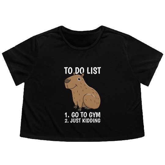Capybara Procrastination Flowy Cropped Tees