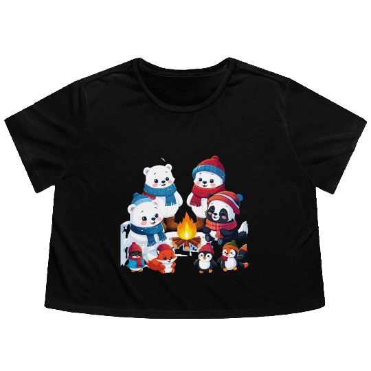 Winter Wonderland Critters Flowy Cropped Tees