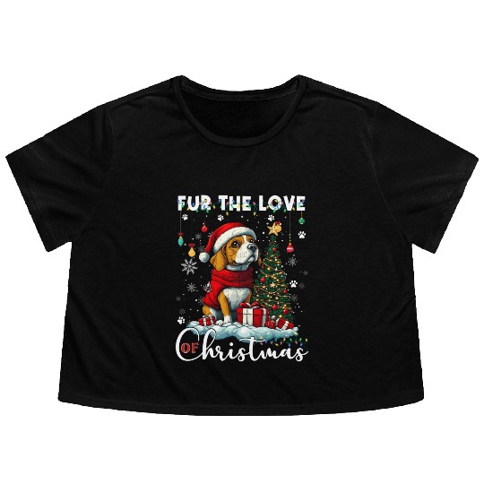 Beagle Christmas Tree Lights Decorations Dog Lover Flowy Cropped Tees