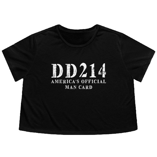 DD214 America s Official Man Card Flowy Cropped Tees
