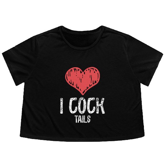 Funny I Love Cocktails 4 Flowy Cropped Tees