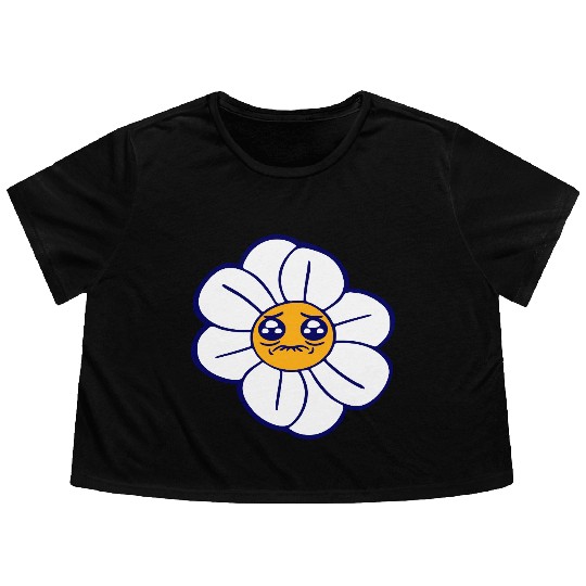 Sweet Flower Sad Face Weeping Spring Summer Crying Flowy Cropped Tees