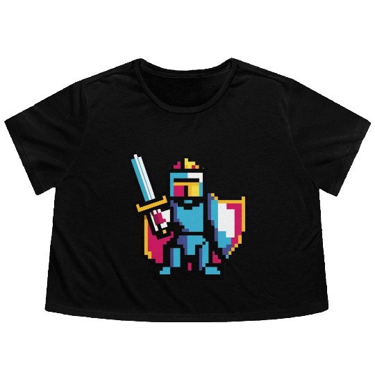 knight pixel art Flowy Cropped Tees