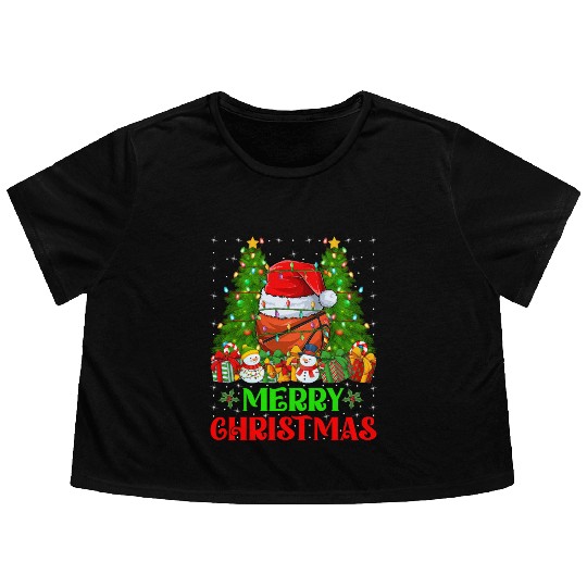 Basketball Christmas Flowy Cropped Tees