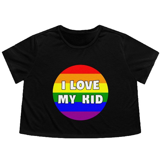 I Love My Kid, Rainbow Version Flowy Cropped Tees