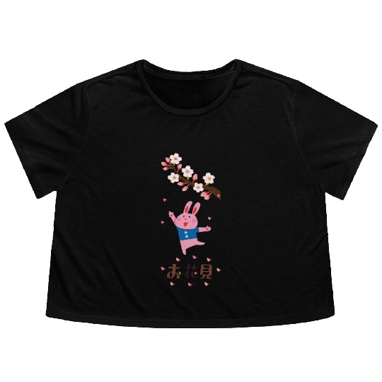 Sakura Serenity: Hanami Blossoms Flowy Cropped Tees