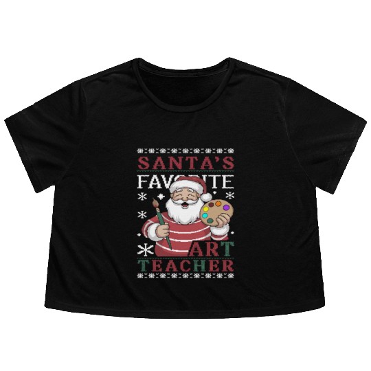 Santa's Favorite Art Teacher Flowy Cropped Tees