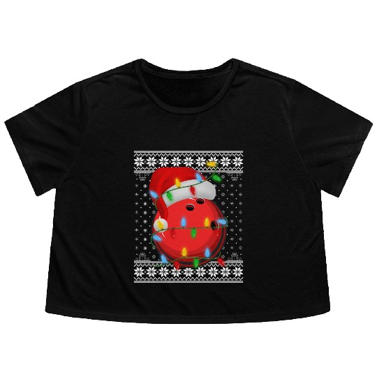 Bowling Ball Christmas Flowy Cropped Tees