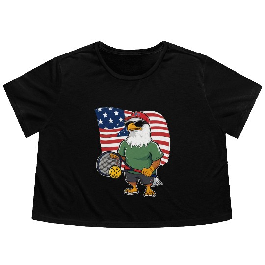 US Flag Pickleball Eagle Flowy Cropped Tees