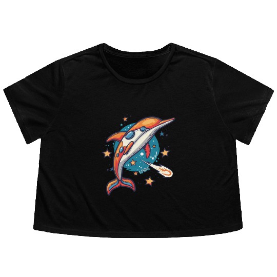 Super Funky Funk Dolphin Flowy Cropped Tees