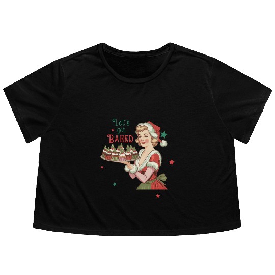Santa Christmas, Christmas Retro Flowy Cropped Tees