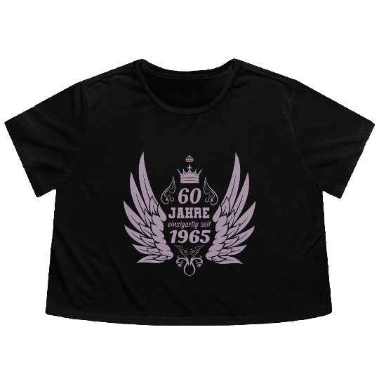 60 years unique since 1965 angel wings Flowy Cropped Tees