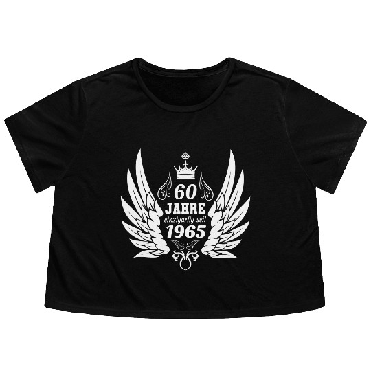 60 years unique since 1965 angel wings Flowy Cropped Tees
