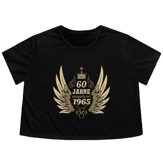 60 years unique since 1965 angel wings Flowy Cropped Tees