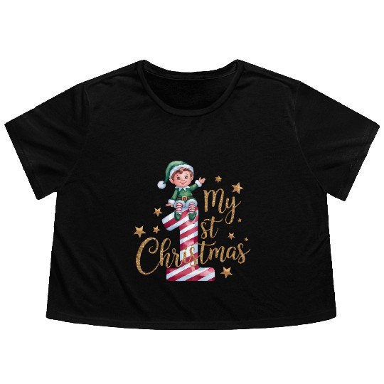Merry Christmas, Christmas Retro Flowy Cropped Tees