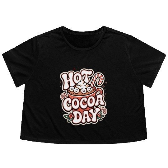 Hot Cocoa Day Flowy Cropped Tees
