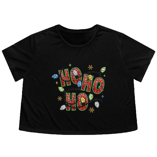 Ho Ho Ho Christmas, Merry Christmas Flowy Cropped Tees