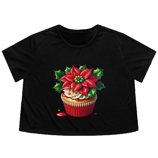 Christmas ice cream, Merry Christmas Flowy Cropped Tees