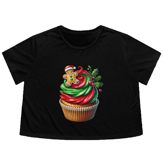Christmas ice cream, Merry Christmas Flowy Cropped Tees