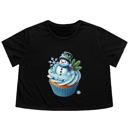 Christmas ice cream, Merry Christmas Flowy Cropped Tees