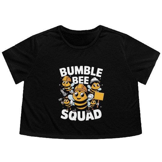 Fun Bumblebee Squad Cartoon Art Flowy Cropped Tees