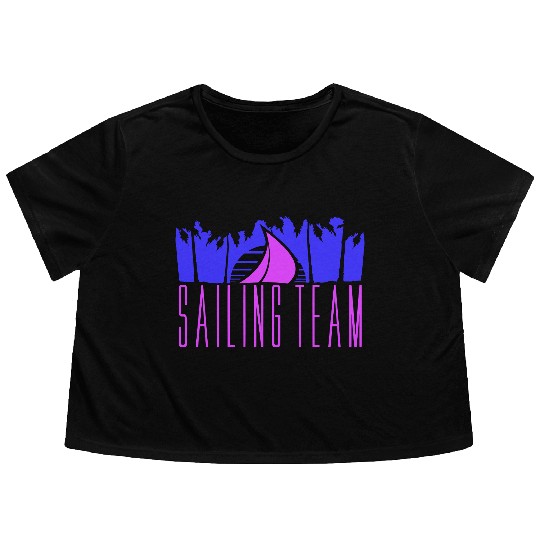 Sailing Team Ship Sun Palm Trees Sunset Sunrise Flowy Cropped Tees