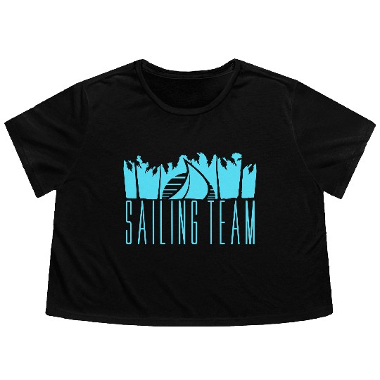 Sailing Team Ship Sun Palm Trees Sunset Sunrise Flowy Cropped Tees