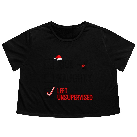 Left Unsupervised Christmas Checklist Flowy Cropped Tees