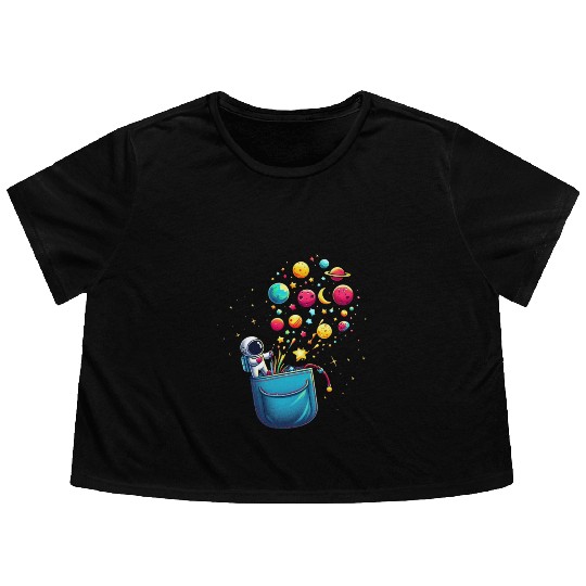 Cosmic Pocket Adventure Flowy Cropped Tees