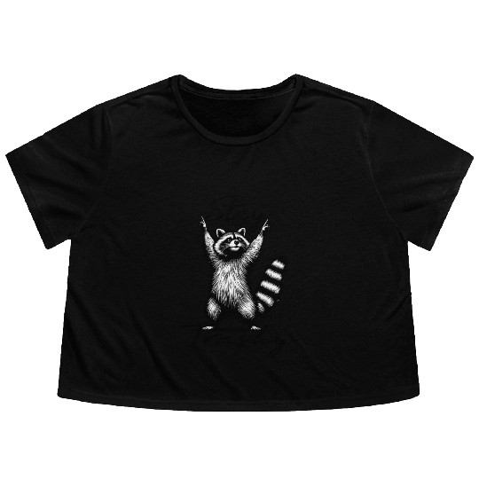 Stay Trashy Raccoon squad Flowy Cropped Tees