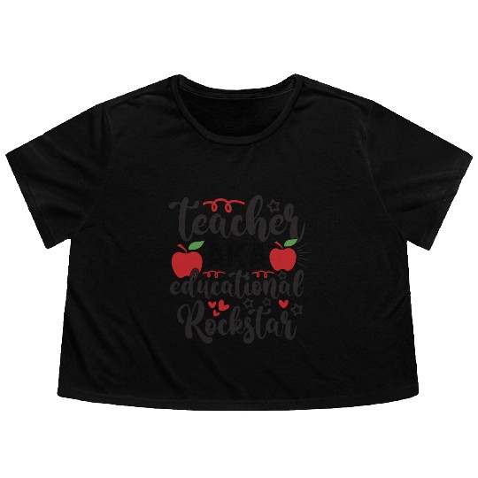 Teacher AKA education rockstar Flowy Cropped Tees