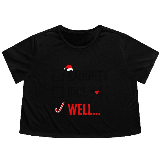 Naughty or Nice Funny Christmas Flowy Cropped Tees