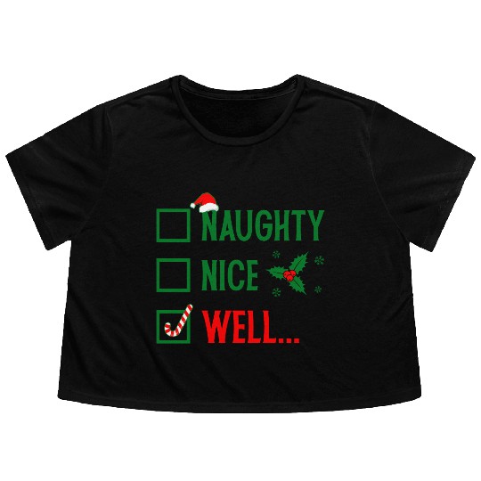 Naughty or Nice Funny Christmas Flowy Cropped Tees