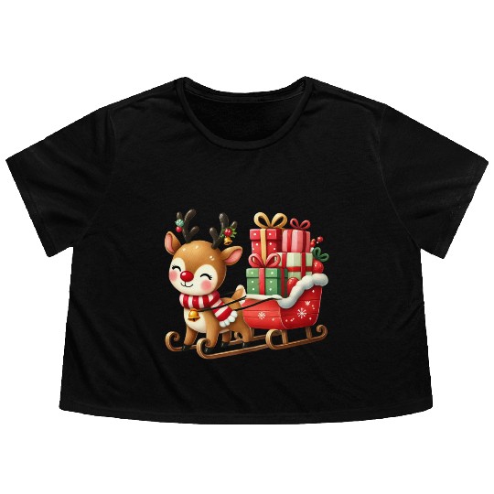 Merry christmas, Christmas Retro Flowy Cropped Tees