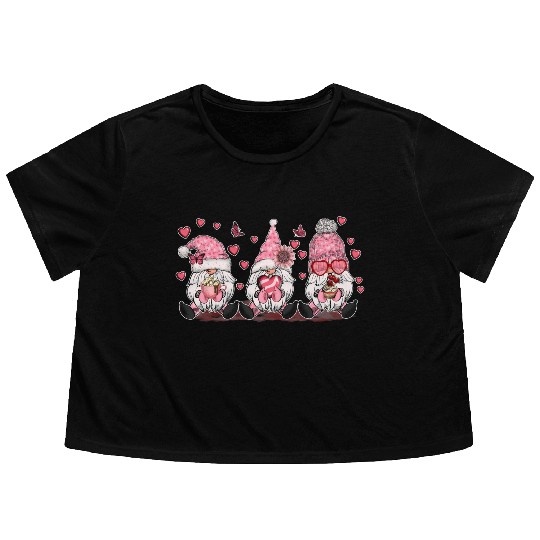 Gnomes Valentines Revelin Flowy Cropped Tees