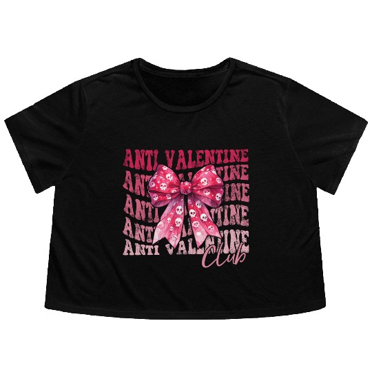 Anti Valentine Club Flowy Cropped Tees