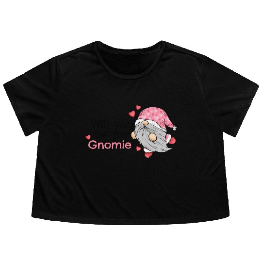 Gnomes Valentines Revelin, Valentines Retro Flowy Cropped Tees