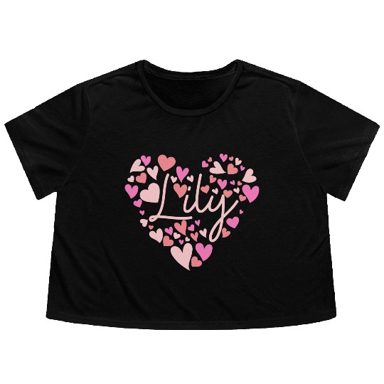 I love Lily hearts in Green Flowy Cropped Tees