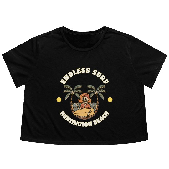 Huntington Beach Endless Surf Flowy Cropped Tees