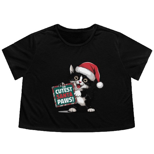 Cutest Santa Paws Flowy Cropped Tees