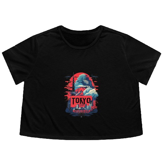 Flowy Cropped Tees with distinctive Tokyo design