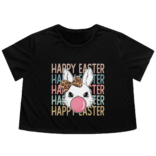 Happy Easter Bunny, Easter Day Flowy Cropped Tees