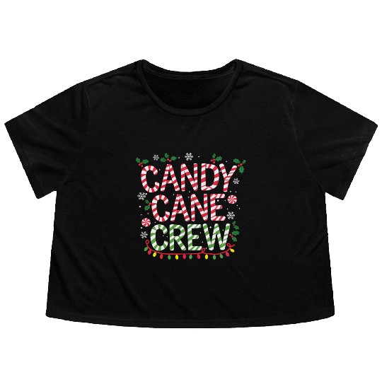 Candy Cane Crew Funny Christmas Candy Cane Lover Flowy Cropped Tees