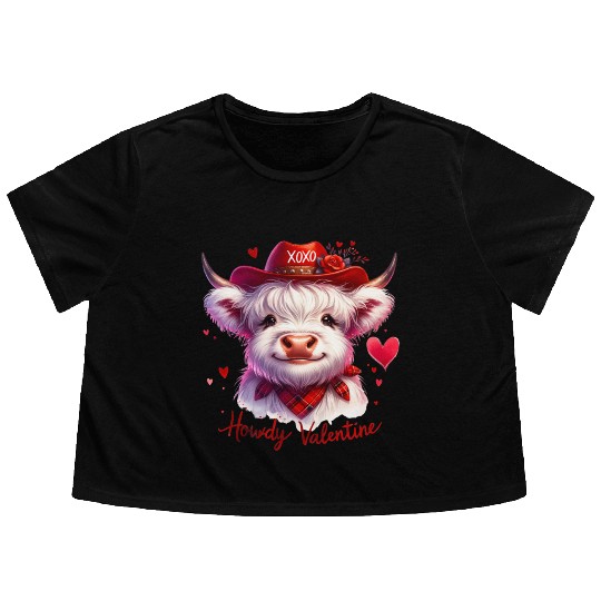 Howdy Valentine, Valentines Day Flowy Cropped Tees