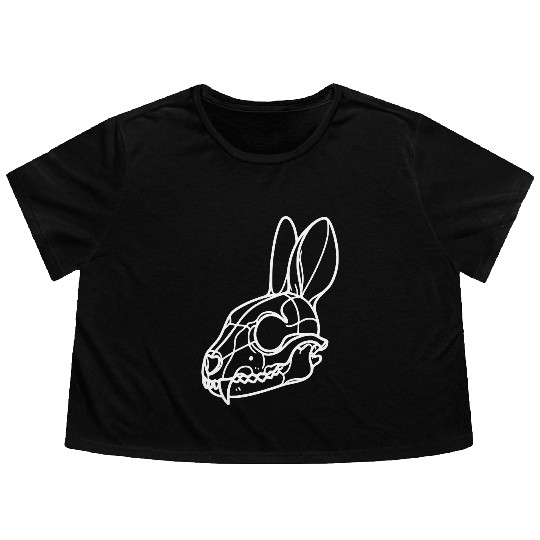 Minimalistic Vector Rabbit Skull Kids Drawing Flowy Cropped Tees