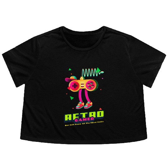 Retro Gamer But still know all the cheat codes Flowy Cropped Tees