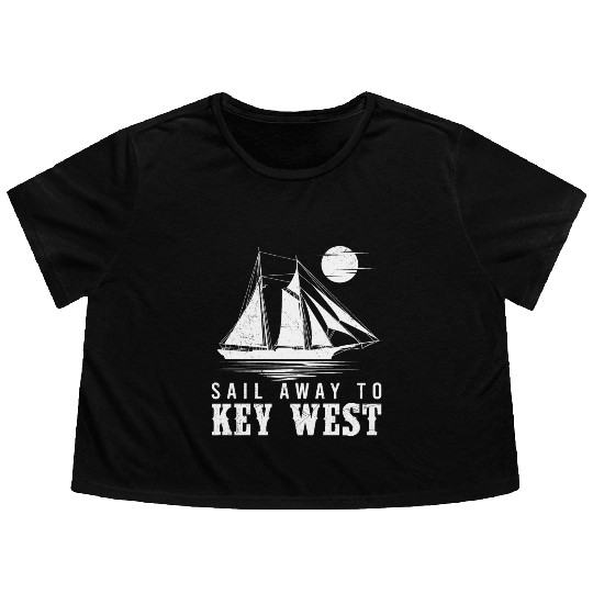 Florida SAIL AWAY TO KEY-WEST Florida Keys Flowy Cropped Tees